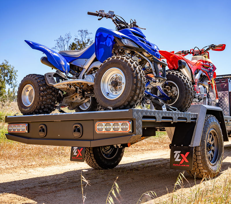 expedition trailer carrying motorbikes